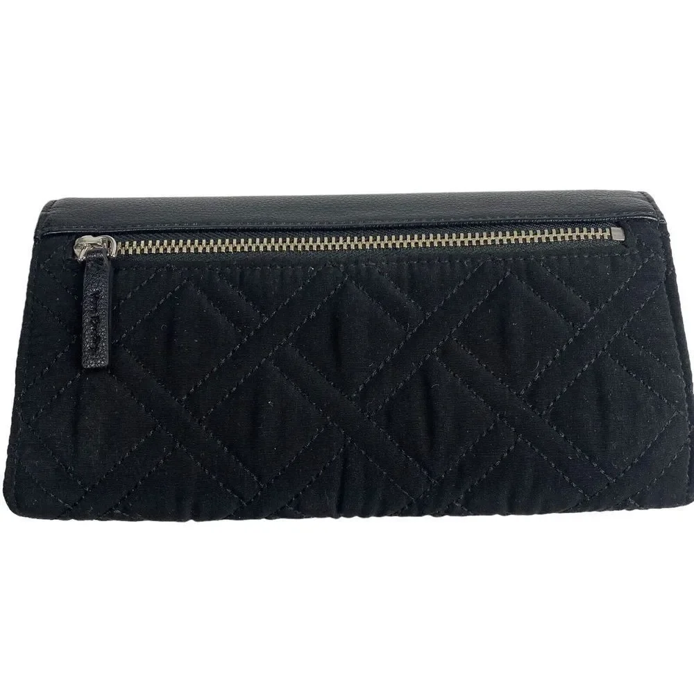 Vera Bradley RFID cottagecore twill quilted Wallet Black Pink‎ ballerinacore